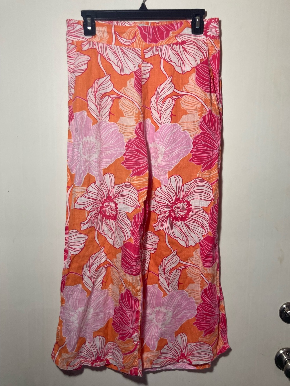 Rachael Zoe Linen Crop Floral Pants W/Pockets Elasticized Back Waist Medium